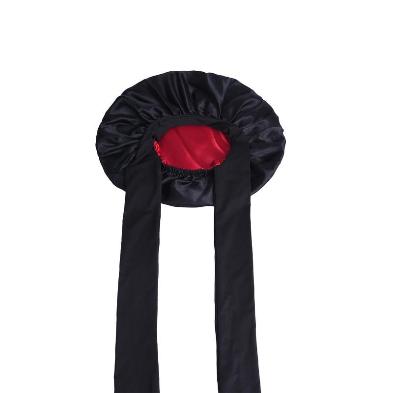 Satin Silk Bonnet Hair Bonnet for Sleeping Double Layer Hair Bonnet with Elastic Tie Band for Women Natural Curly Hair(Pink,Black,Blue,Brown)