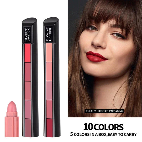 5 in 1 Lipstick Matte Waterproof Lip Gloss Colorfast Lipsticks Lip Gloss Cosmetics Moisturizing Professional Lip Makeup Gift