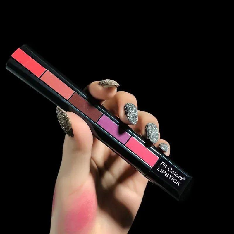 5 in 1 Lipstick Matte Waterproof Lip Gloss Colorfast Lipsticks Lip Gloss Cosmetics Moisturizing Professional Lip Makeup Gift