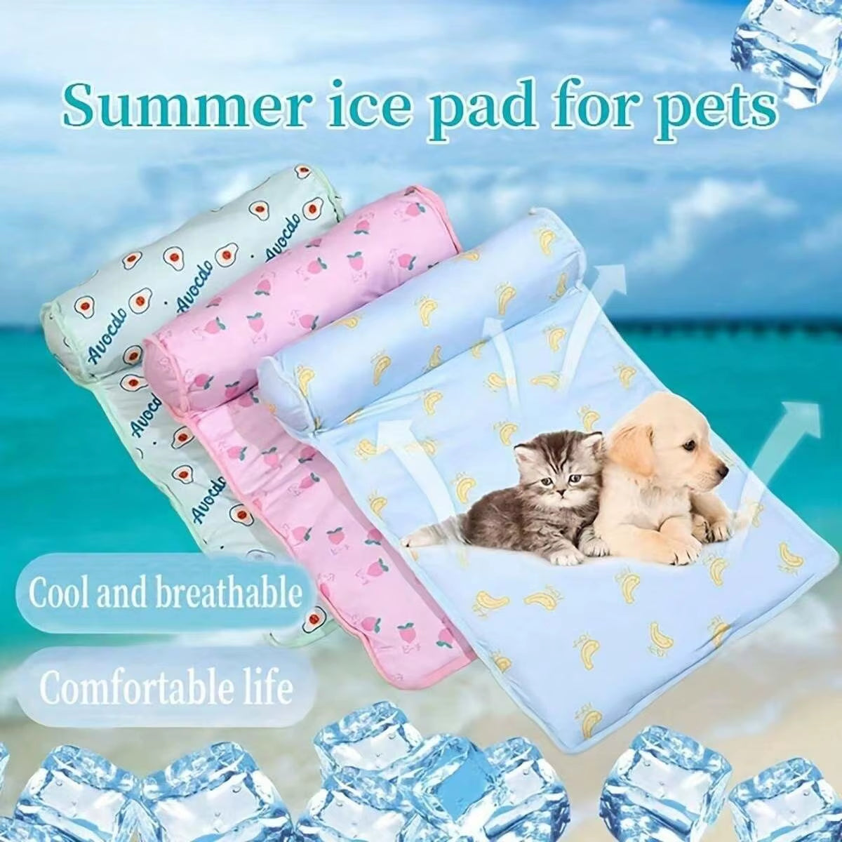 Dog Mat Cooling Summer Pad Mat for Dogs Cat Blanket Sofa Breathable Pet Dog Bed Summer Washable for Small Medium Large Dogs Mat