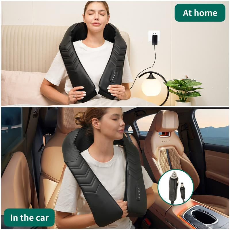 Shiatsu Neck and Back Massager with Soothing Heat, Masgre Electric Deep Tissue 3D Kneading Massage Pillow for Shoulder, Leg, Body Muscle Pain Relief, Home, Office, and Car Use