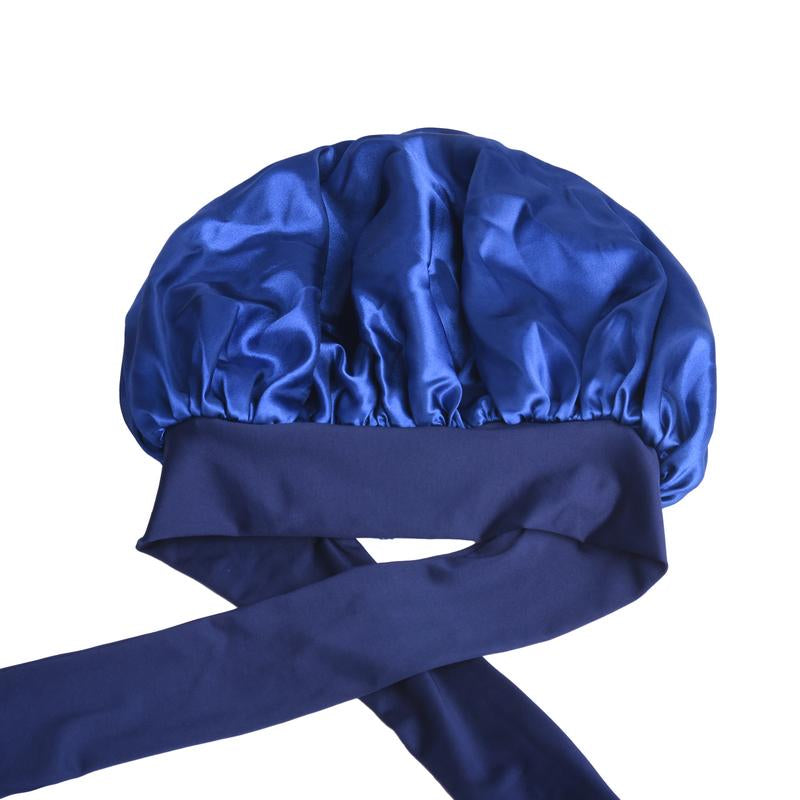 Satin Silk Bonnet Hair Bonnet for Sleeping Double Layer Hair Bonnet with Elastic Tie Band for Women Natural Curly Hair(Pink,Black,Blue，Brown)