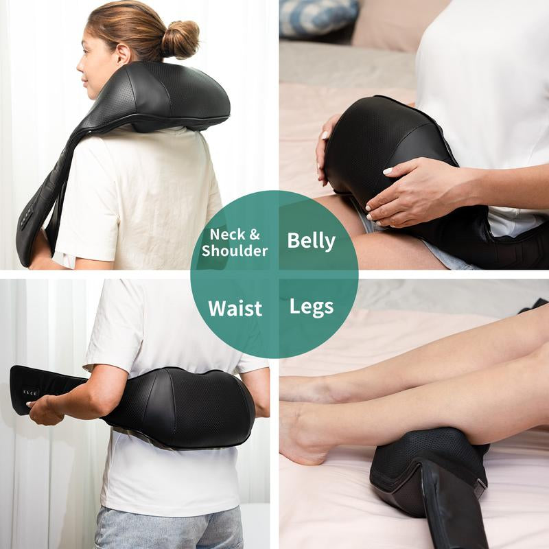 Shiatsu Neck and Back Massager with Soothing Heat, Masgre Electric Deep Tissue 3D Kneading Massage Pillow for Shoulder, Leg, Body Muscle Pain Relief, Home, Office, and Car Use
