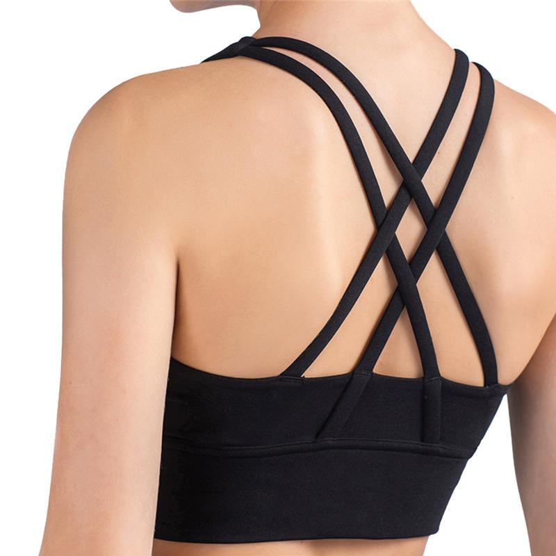 Grace Form Strappy Sports Bra for Women Padded Push up Sports Bra Athletic Running Sports Bra Workout Bra Yoga Bra